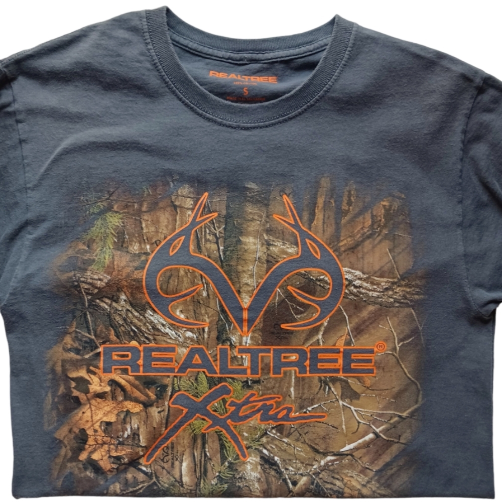 Realtree Xtra Gray Camouflage Short Sleeve Mens Tee Shirt Size Small